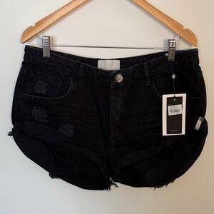 One Teaspoon Double Black Bandit Denim Shorts | Size 31 | Distressed | NWT